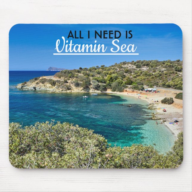 Mousepad pequena praia na Sardenha com água turquesa (Frente)