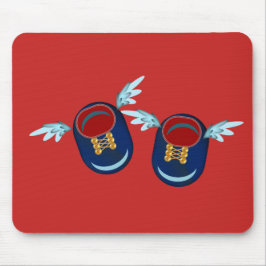 Mousepad Pequenas calçados aladas em azul e vermelho