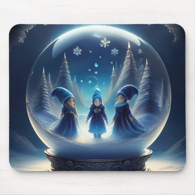 Mousepad Pequenas Pessoas Num Globo De Neve (Frente)