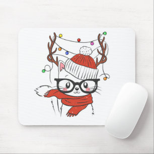 Mousepad Pequeno gato bonito com chifres de veados