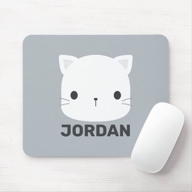 Mousepad Pequeno Gato Bonito com Nome Personalizado (Com mouse)