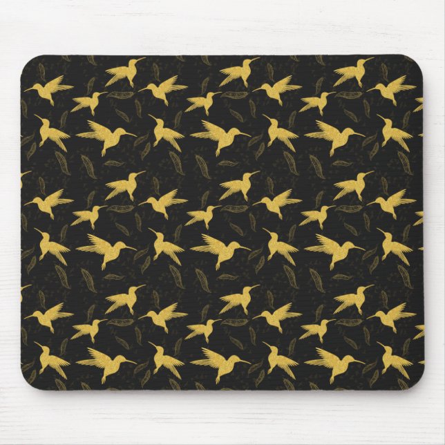 Mousepad Pequeno padrão uniforme de pássaro colibri - escur (Frente)