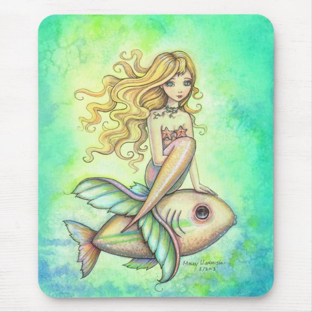 Mousepad Pequeno Peixe giro e Arte Sereia Fantasia (Frente)