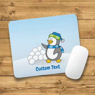 Mousepad Pequeno pinguim com bolas de neve tapete de rato a