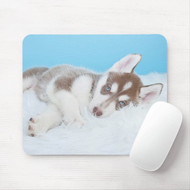 Mousepad Pequeno Rouco Puppy Apostando no cobertor (Com mouse)