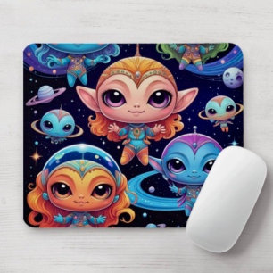 Mousepad Pequenos Alienígenas Multicoloridos no Espaço