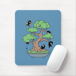 Mousepad Pequenos Ninjas em Bonsai Tree em Azul