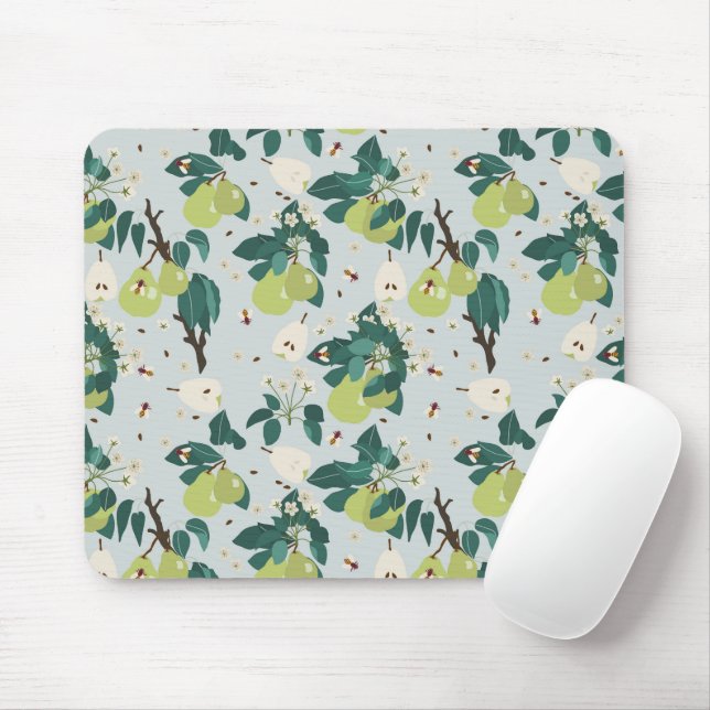 Mousepad Pêras & Abelhas em uma Cozinha de Jardim Floral (Com mouse)