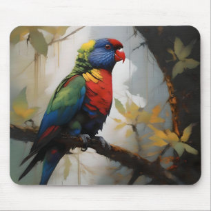 Mousepad Perch Colorido: Um Lorikeet Arco-Íris na Árvore