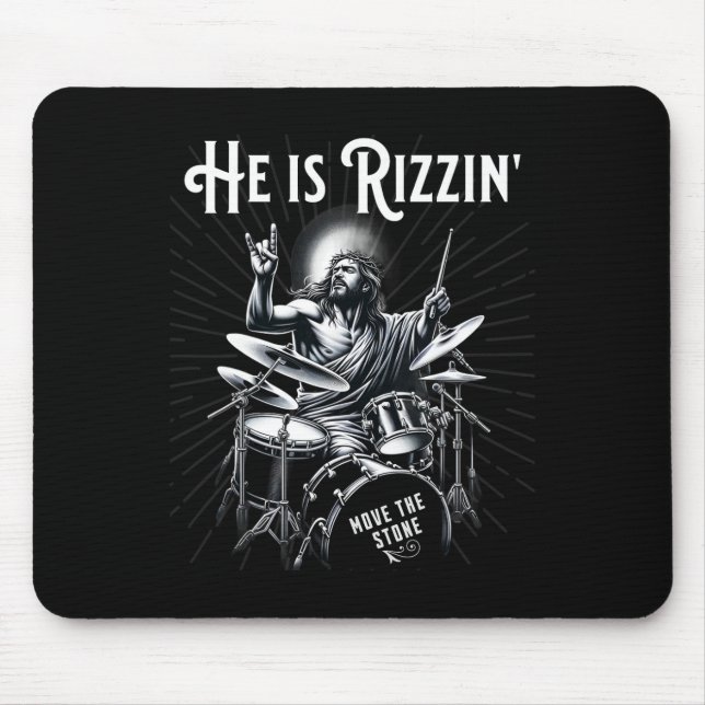 Mousepad Percussion Drum Engraçado Rizz Ele É Rizzin Jesus  (Frente)