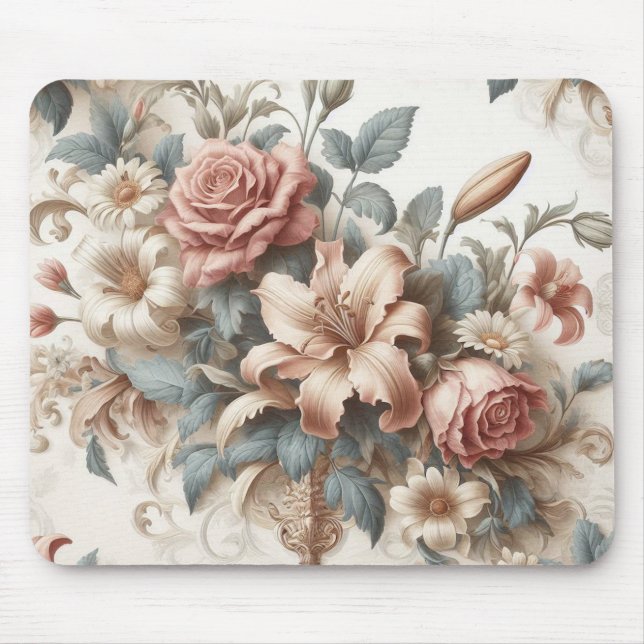 Mousepad Perfeição Floral Antiquada Clara (Frente)