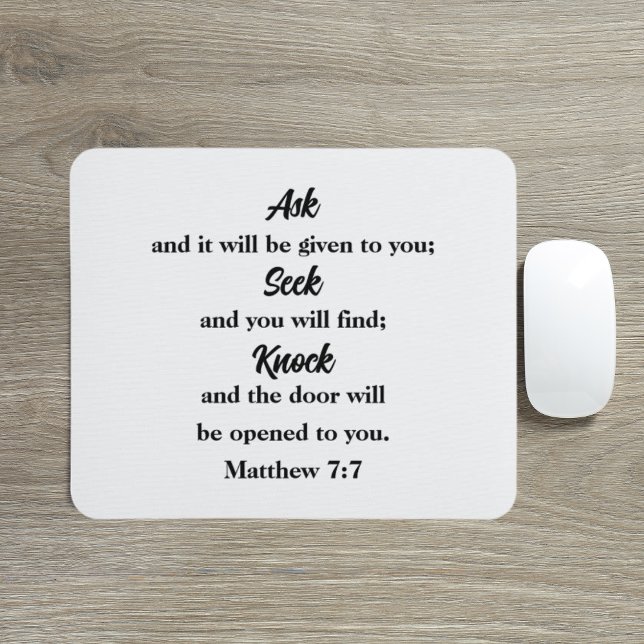 Mousepad Pergunte ao Knock Matthew 7:7 Bíblia Verso (Criador carregado)