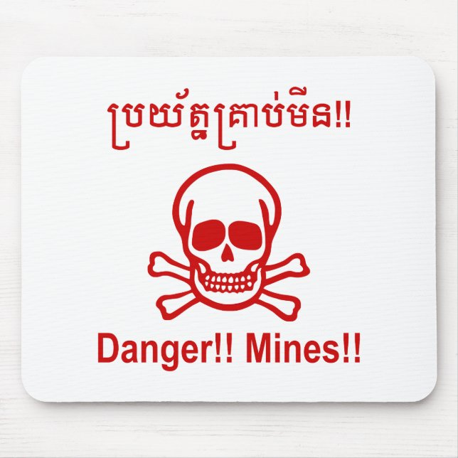 Mousepad Perigo! Minas! ☠ Khmer - Sinal ☠ (Frente)