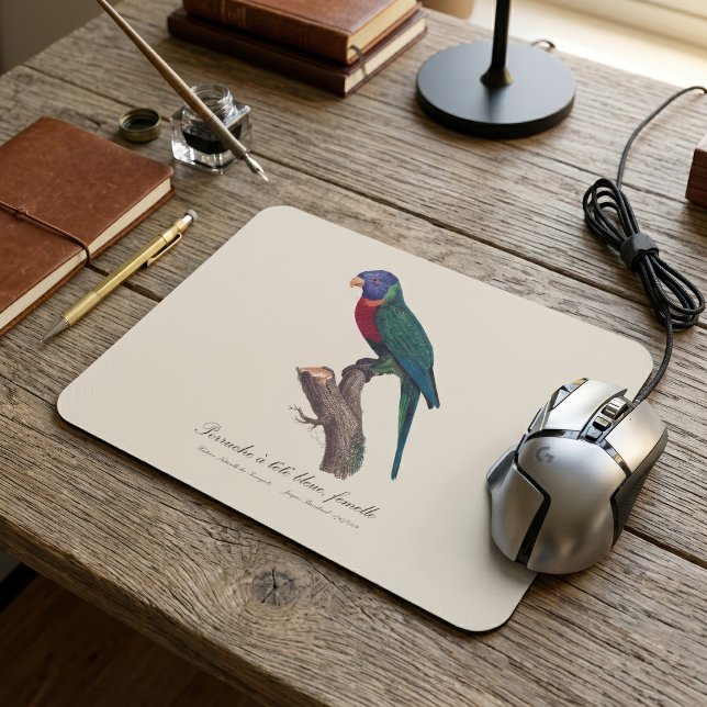 Mousepad Periquito-arco-íris fêmea, Trichoglossus moluccanu (Perruche a tete bleue, femelle / Rainbow lorikeet, female. Mouse Pad)
