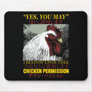 Mousepad Permissão de Frango Galo Japonês Vintage _1