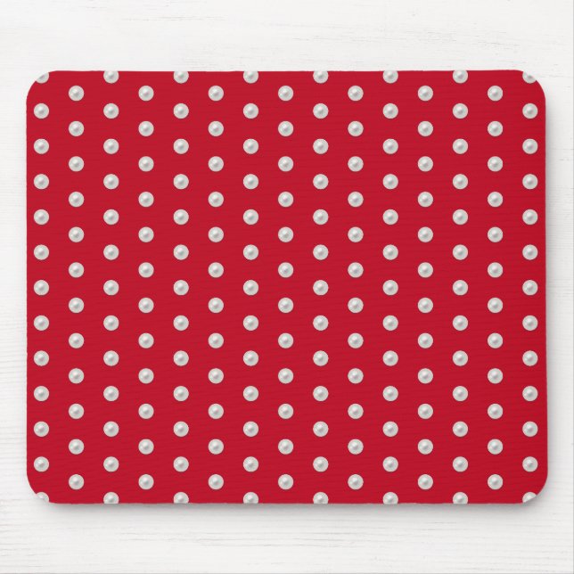 Mousepad pérolas brancas sobre vermelho (Frente)
