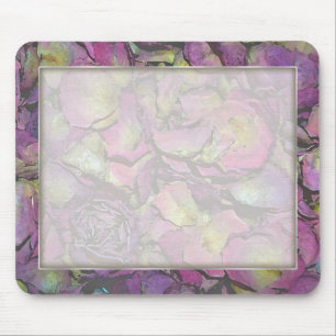 Mousepad Pérolas Rosa Rosa Rosa Rosa lavanda Aquarela