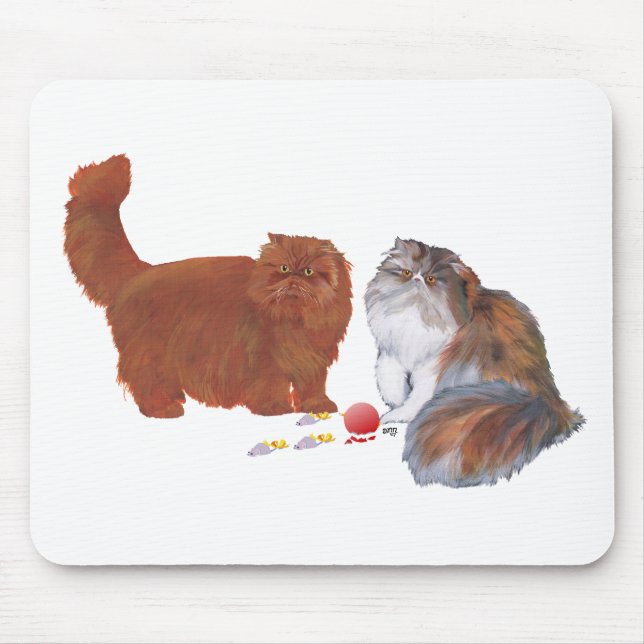 Mousepad Persa Vermelho e Persa Calico c/ Enfeite (Frente)