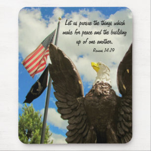 Mousepad Perseguir Paz Bandeira Americana e Águia
