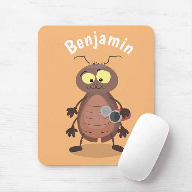 Mousepad Personagem de desenho animado de barata engraçada (Com mouse)