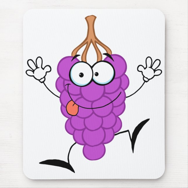 Mousepad personagem de desenho animado de uvas roxas, engra (Frente)
