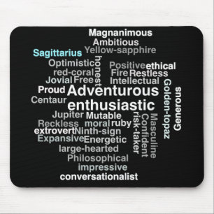 Mousepad Personalidades sagitarrius traços palavras present
