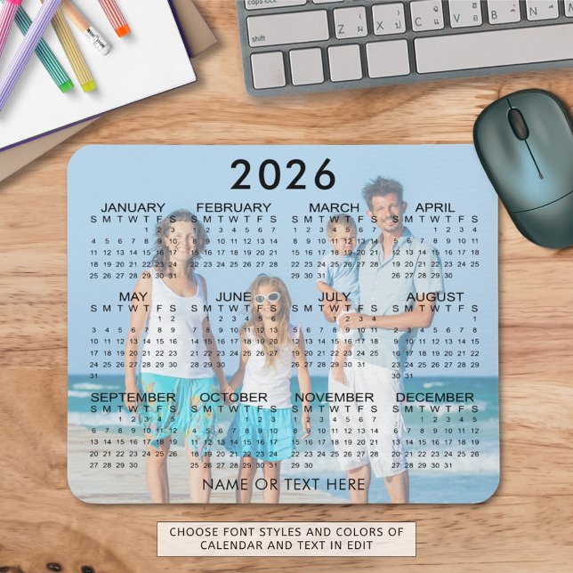 Mousepad Personalização da Sobreposição de Fotos do Calendá (Criador carregado)