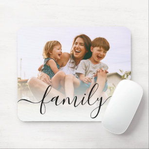 Mousepad Personalização de Foto da Família de Script Modern