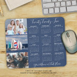 Mousepad Personalização de Fotos do Calendário Moderno 2025<br><div class="desc">Crie sua própria tela personalizada, personalizada, personalizada, de fotos a cores e mouse com um calendário instantâneo de 2025 anos, 3 fotos, um nome ou monograma ou outro texto personalizado em uma tipografia moderna sugerida de script manuscrito em branco editável em uma cor azul de fundo editável. ASSISTÊNCIA: para obter...</div>