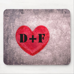 Mousepad Personalização do Monograma do Coração com Ond