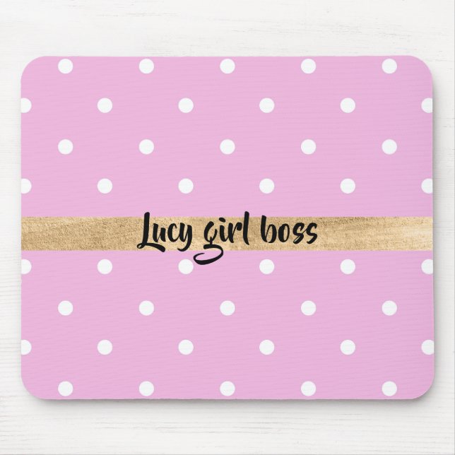 Mousepad personalização editável do bolinhas rosa (Frente)