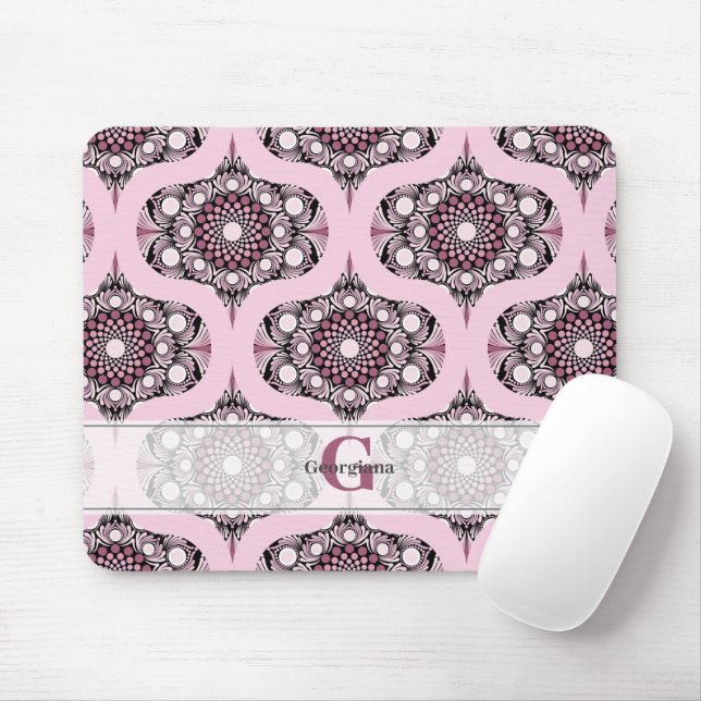 Mousepad Personalizada Cherry Blossom Mandala, Rosa Dusky d (Com mouse)