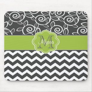 Mousepad personalizado Chevron cinzento e verde