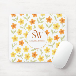 Mousepad Personalizado com Laranja Floral Amarel