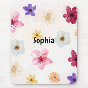 Mousepad Personalizado com Nome Floral Aquarela Su