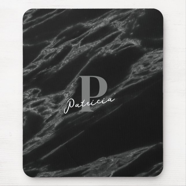 Mousepad Personalizado com o nome Marble Negro inicial (Frente)