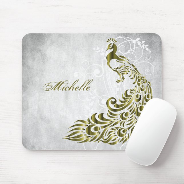 Mousepad Personalizado de Peacock Dourado (Com mouse)