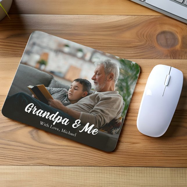 Mousepad Personalizado do Vovô e do Mim Fotográfico Moderno (Grandpa and Me personalized mouse pad)