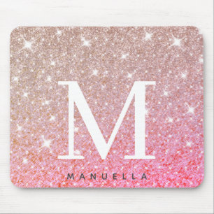 Mousepad Personalizado Glitter Dourado Rosa