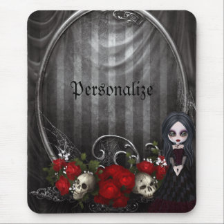 Mousepad personalizado - menina, crânios & rosas