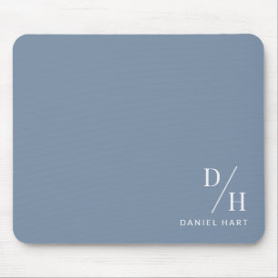 Mousepad Personalizado Minimalista Inicial Nome Azul Empoei