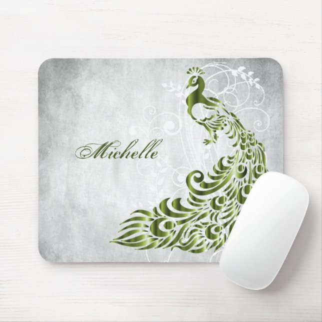 Mousepad Personalizado Pavão Verde (Com mouse)