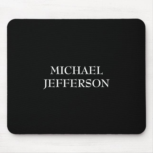 Mousepad Personalizado Personalizado Preto Branco Simples E (Frente)