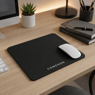 Mousepad Personalizado Preto & Monograma Design Elegante