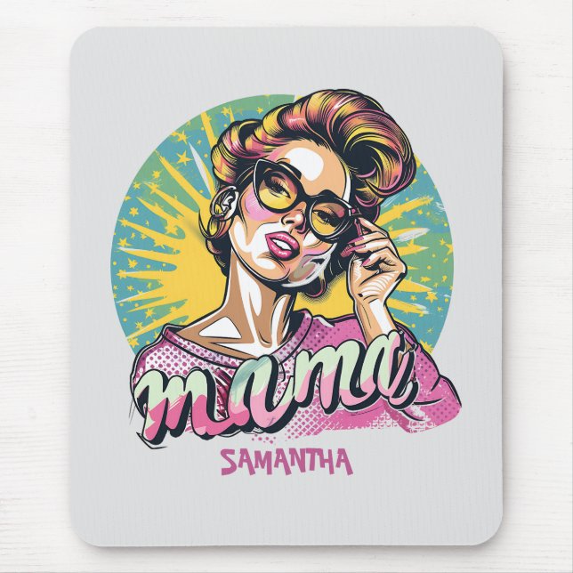 Mousepad Personalizado Retro Mama Pop Art (16) (Frente)