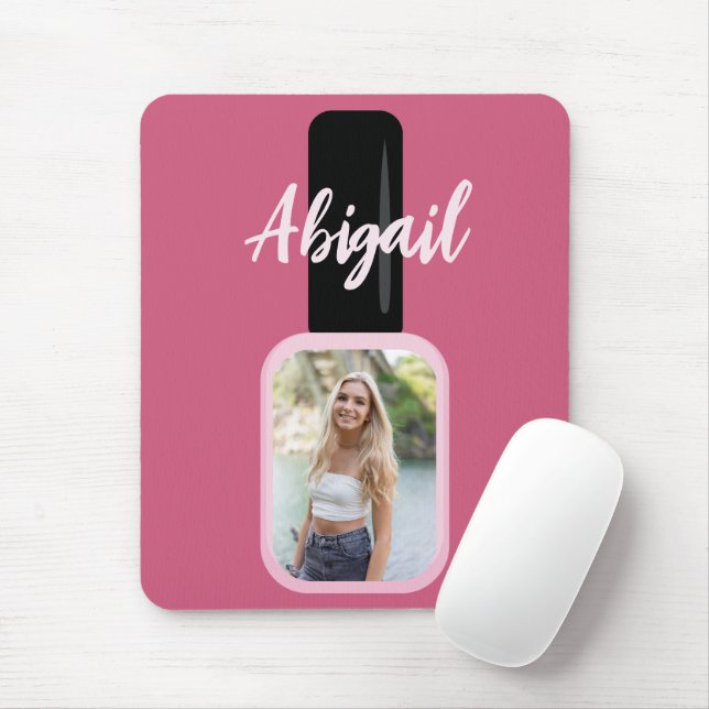 Mousepad Personalizado Trendy Modern Pink Nail Polonês (Com mouse)