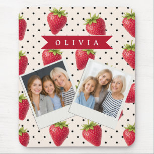 Mousepad Personalizado Vintage Pontos de Bolinhas Morango R
