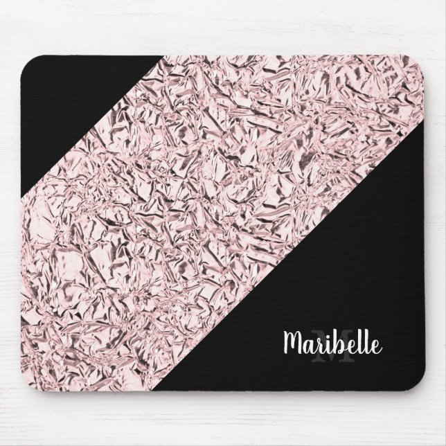 Mousepad Personalizar a falha de fluxo Dourada do Rosa azul (Frente)