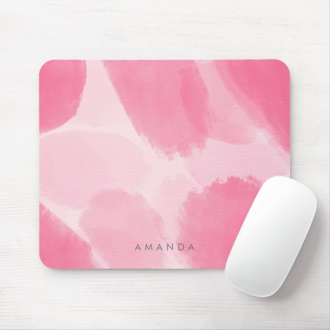 Mousepad Personalizar Aquarela de Pincel Rosa Quente do abs (Com mouse)