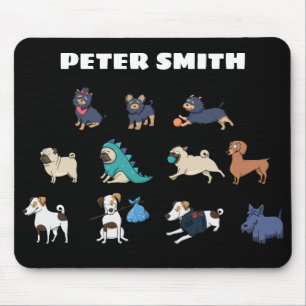 Mousepad Personalizar Design de Cães Cutes com Nome